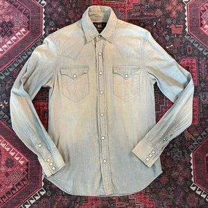 Women’s RRL Light Wash Denim Western Shirt Size 2